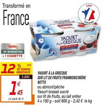 Netto Yaourt à la Grecque Sur Lit de Fruits Framboises/Mûre offre