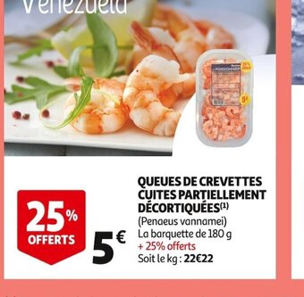 Auchan Supermarché Queues de Crevettes Cuites Partiellement Décortiquées offre
