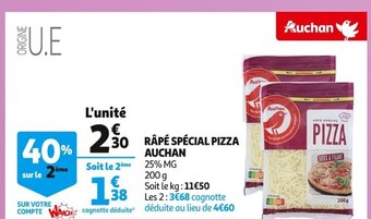 Auchan Supermarché Râpé spécial Pizza Auchan offre