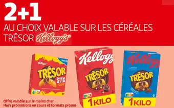 Kellogg's 2+1 au choix valable sur les céréales trésor kellogg's