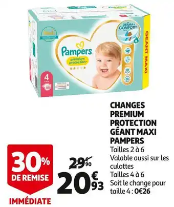 Auchan Supermarché Pampers changes premium protection géant maxi offre