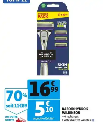 Auchan Wilkinson rasoir hydro 5 offre