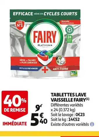 Auchan Fairy tablettes lave vaisselle offre