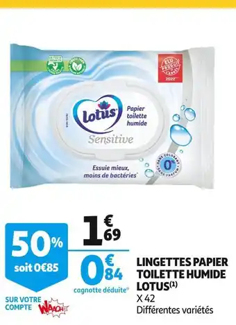 Auchan Lotus lingettes papier toilette humide offre