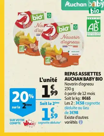 Auchan Auchan baby repas assiettes bio offre