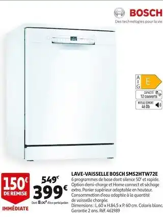Auchan Bosch lave-vaisselle sms2htw72e offre