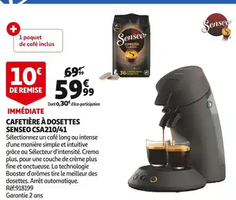 Auchan Senseo cafetière à dosettes csa210/41 offre