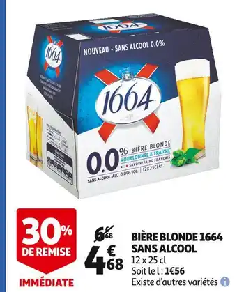 Auchan 1664 bière blonde sans alcool offre