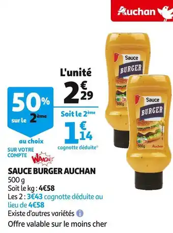 Auchan Auchan sauce burger offre