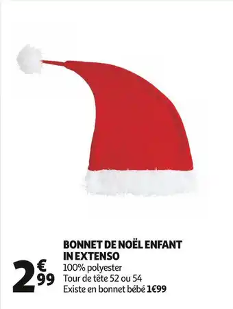 Auchan In extenso bonnet de noël enfant offre
