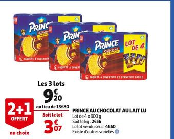 Auchan Lu prince au chocolat au lait offre