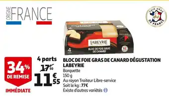 Auchan Labeyrie bloc de foie gras de canard dégustation offre