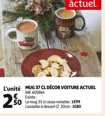 Auchan Actuel mug 37 cl décor voiture offre