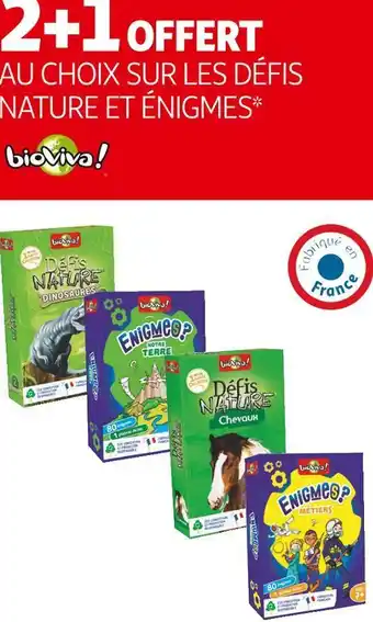Auchan Bioviva 2+1 offert sur les défis nature et énigmes bioviva offre