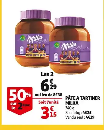 Auchan Milka pâte à tartiner offre