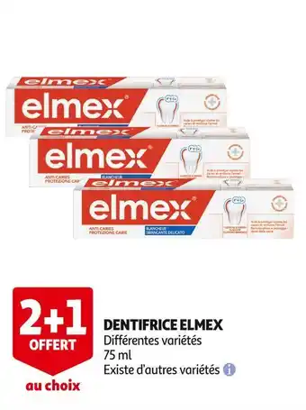 Auchan Elmex 2+1 offert au choix dentifrice offre