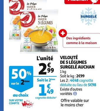 Auchan Auchan velouté de 5 légumes surgelé offre