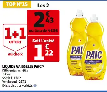 Auchan Paic liquide vaisselle offre