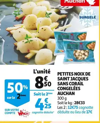 Auchan petites noix de saint jacques sans corail congelées
