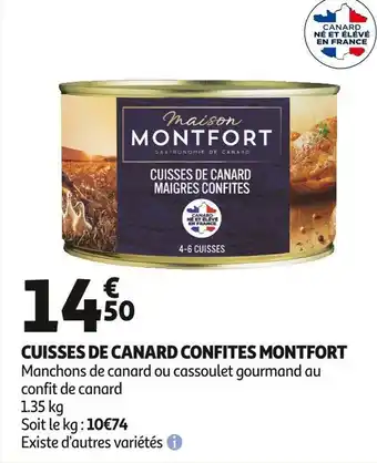 Auchan Montfort cuisses de canard confites offre