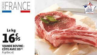 Auchan Supermarché Viande bovine : côte avec os offre