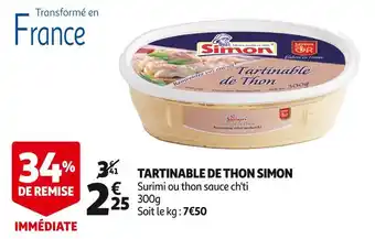 Auchan Supermarché Simon tartinable de thon offre