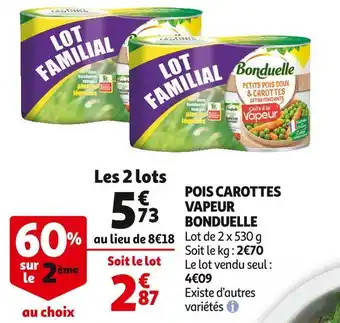 Auchan Supermarché Bonduelle pois carottes vapeur offre