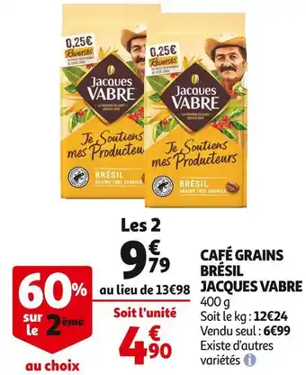 Auchan Supermarché Jacques vabre café grains brésil offre