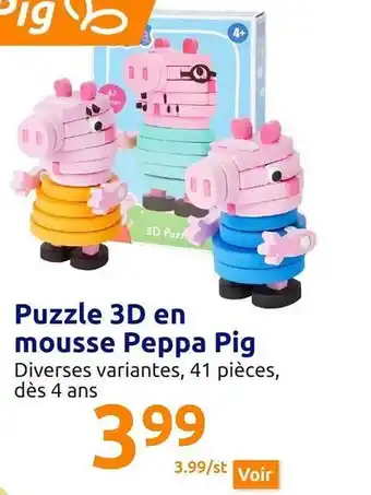 Action Puzzle 3d en mousse peppa pig offre