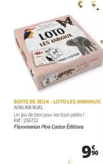 Auchan Boîte de jeux - loto les animaux - adeline ruel offre