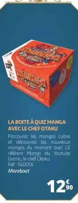 Auchan La boîte à quiz manga avec le chef otaku offre