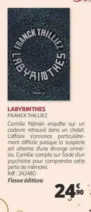 Auchan Labyrinthes - franck thilliez offre