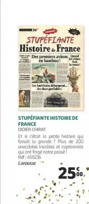 Auchan Stupéfiante histoire de france - didier chirat offre