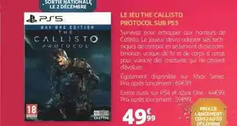 Auchan Le jeu the callisto protocol sur ps5 offre