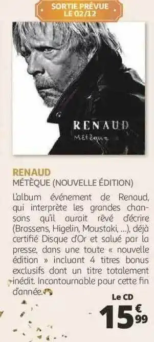 Auchan Renaud - métèque (nouvelle édition) offre