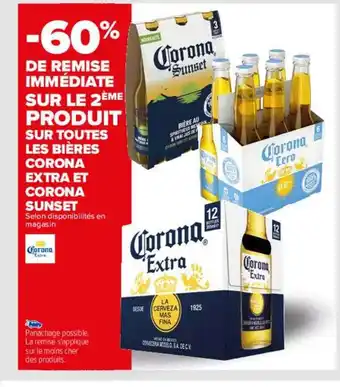 Carrefour Les bières corona extra et corona sunset offre