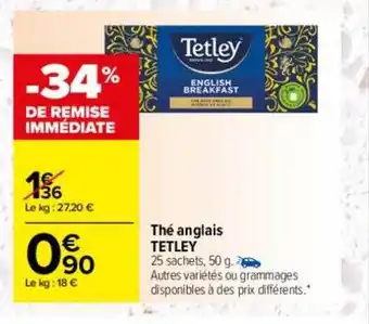 Carrefour Thé anglais tetley offre