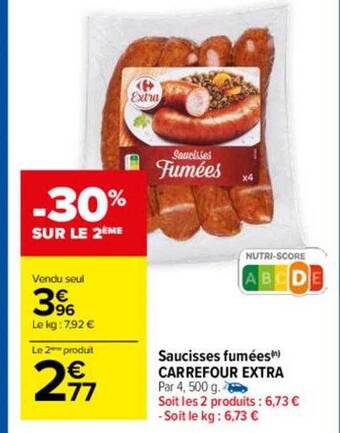 Carrefour Saucisses fumées carrefour extra offre