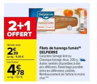 Carrefour Filets de harengs fumés delpierre offre