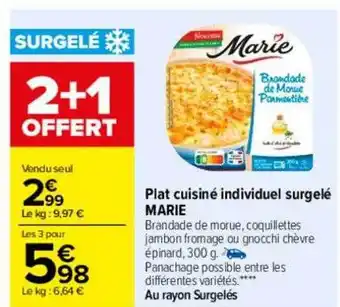 Carrefour Plat cuisiné individuel surgelé marie offre
