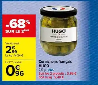 Carrefour Cornichons français hugo offre