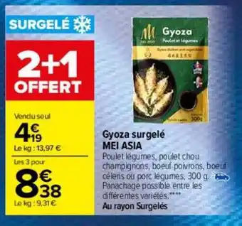 Carrefour Gyoza surgelé mei asia offre