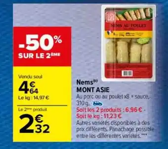 Carrefour Nems mont asie offre