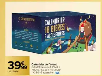 Carrefour Calendrier de l'avent 18 bières 6 accessoires offre