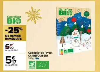 Carrefour Calendrier de l'avent carrefour bio offre