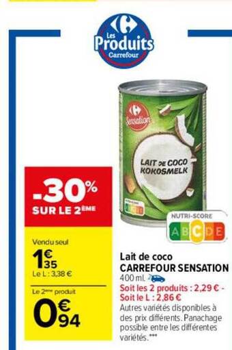 Carrefour Lait de coco carrefour sensation offre