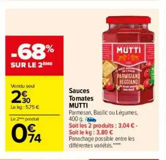 Carrefour Sauces tomates mutti offre