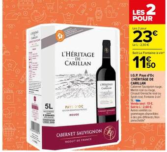 Carrefour I.g.p. pays d'oc l'héritage de carillan offre