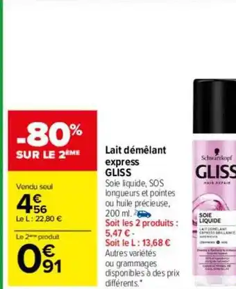 Carrefour Lait démêlant express gliss offre