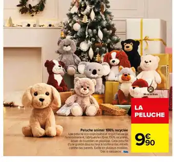 Carrefour Peluche animal 100% recyclée offre